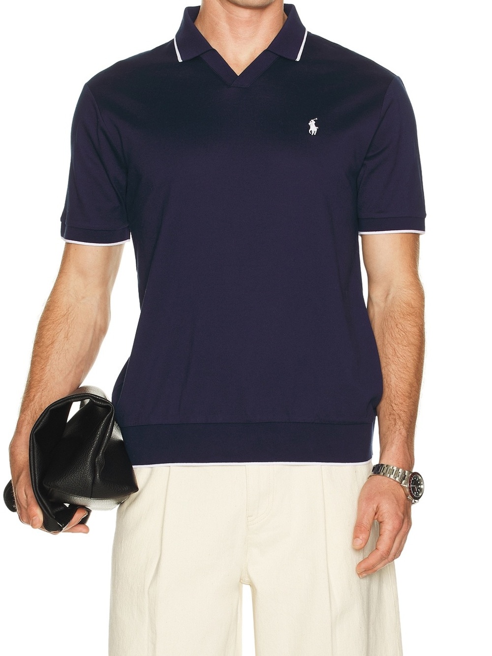 Polo Ralph Lauren Men’s Short Sleeve Jacquard Pique Johnny Collar Polo